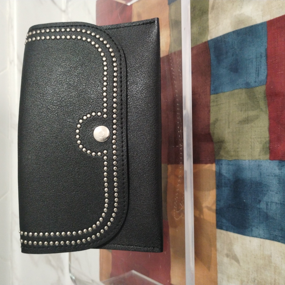 Colorful Patchwork Scarf and Black Studded Belt